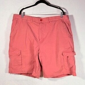 Chaps Mens Cargo Shorts Size 42 Coral Pink 100% Cotton Relaxed Fit Casual Summer